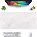 Auhoahsil Extended Mouse Pad, XXL Gaming Mouse Pads, Large Big Mousepad Laptop Computer Keyboard Mat Desk Pad with Non-Slip Base and Stitched Edge for Gaming Office, 35.5 x 15.7 inch, White Marble