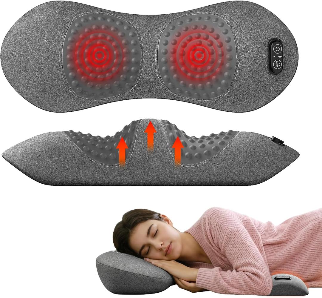 3-in-1 Electric Lumbar Support Pillow for Bed and Chair, Triple Fusion Back Massager with Heated, Vibration and Traction for Lower Back Pain Relief and Spine Support