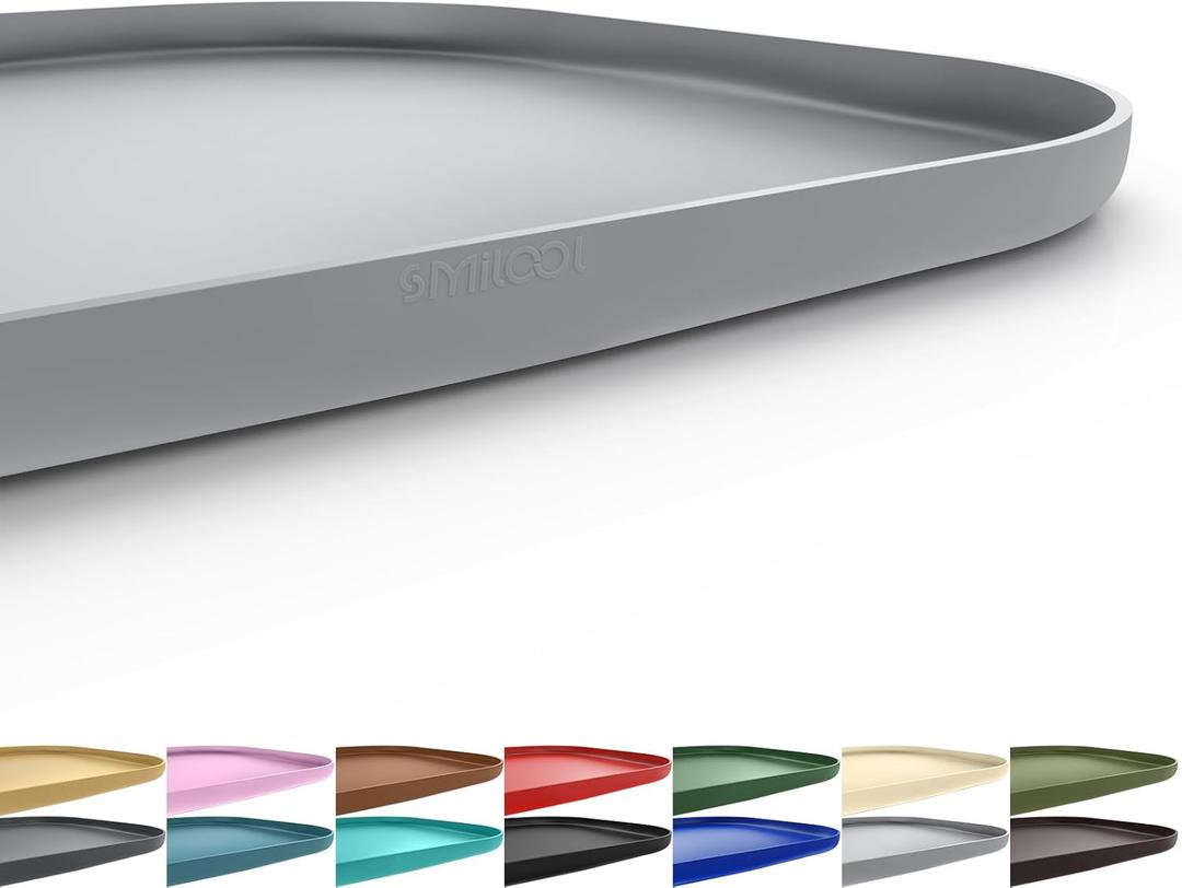 Silicone Pet Feeding Mat with Raised Edge for Food and Water, Dog Bowl Mats, Cat Bowls Placemat with High Lip for Floor Waterproof, Rubber Tray for Cats and Dogs 22 x 14 x0.8 Light Gray