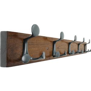 SKOLOO 30-Inch Walnut Wood Coat Rack Wall Mount with 5 Triple Hooks - Ideal for Family Entrances, Classrooms, and Pet Supplies Storage - Perfect Coat Hooks for Wall