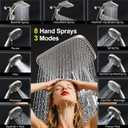 Rain Shower Head with Handheld High Pressure rainfall Shower Heads with Handheld Spray Combo Adjustable one-piece stand daul shower head Built-in Magnetic Docking and Power Jets-Nickel