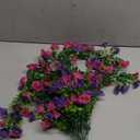 Artificial Fake Hanging Flowers Plants for Outdoor Outside Spring Summer Decoration 2PCS Faux Silk UV Resistant Realistic Morning Glory with Eucalyptus for Home Porch Patio Balcony(Purple & Magenta)