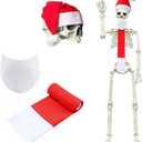 3 Ft Christmas Skeleton Decoration Accessories,3 Pcs Outfit with Santa Hat, Christmas Skeleton Scarf & Beard Set,Outdoor Christmas Decor Accessories for Patio, Lawn & Garden