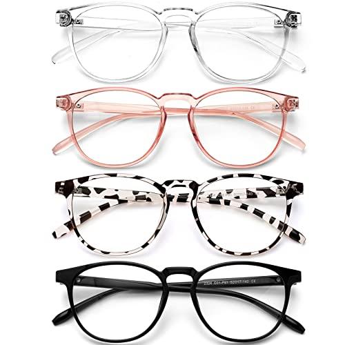 BOSSWIN Blue Light Blocking Glasses for Women/Men - 4-Pack Computer Reading/Gaming/TV/Phone Glasses, Anti-Glare