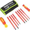 9 x OEMTOOLS 22593 10 Piece Insulated Screwdriver Set, 4 Flathead Screwdrivers, 4 Phillips Screwdrivers, Interchangeable Blades And Electrician Tool Pouch