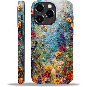 ZHEGAILIAN Case for iPhone 11 Pro,Embroidered Wildflowers for 2 in 1 Hard Shell + Soft Silicone,Shockproof Bumper Drop Protective Case for iPhone 11 Pro