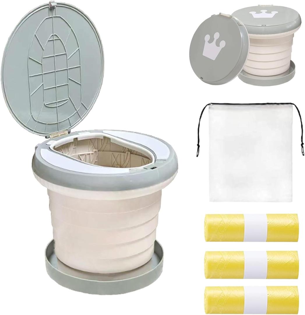 Travel Potty for Toddler, Portable and Foldable Toilet, Apply to Seat Emergency Toilet for Car, Camping, Outdoor, Indoor (grey, large) (Gray)
