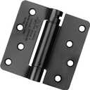 Haidms 3 Pack Spring Hinge 4 Inch Matte Black Self Closing Door Hinges with 1/4'' Radius Corner Adjustable Tension for Residential & Heavy-Duty Door Hardware