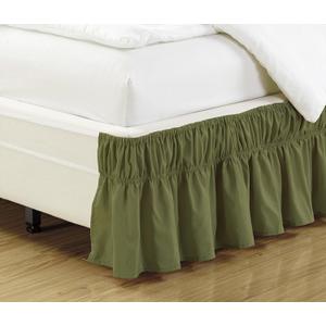 Fancy Collection Queen - King Easy Fit Bed Ruffle Wrap Around Elastic Bed Skirt with 17" Drop New Easy Install Solid Sage Green