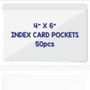 IMAGAME Clear Adhesive 4" x 6" Index Card Pockets with Top Open for Loading, 50 Pack, Plastic Labels Holders for Storage Bins and Library Card, Organizing and Protecting Your Index Cards or Photos