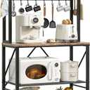 YASONIC Coffee Bar, Bakers Rack with Storage, 25.6 Inches Microwave Stand, 5 Tier Kitchen Shelves Appliance Storage, 12 S Hooks Large Coffee Station for Spices, Pots and Pans, Rustic Brown