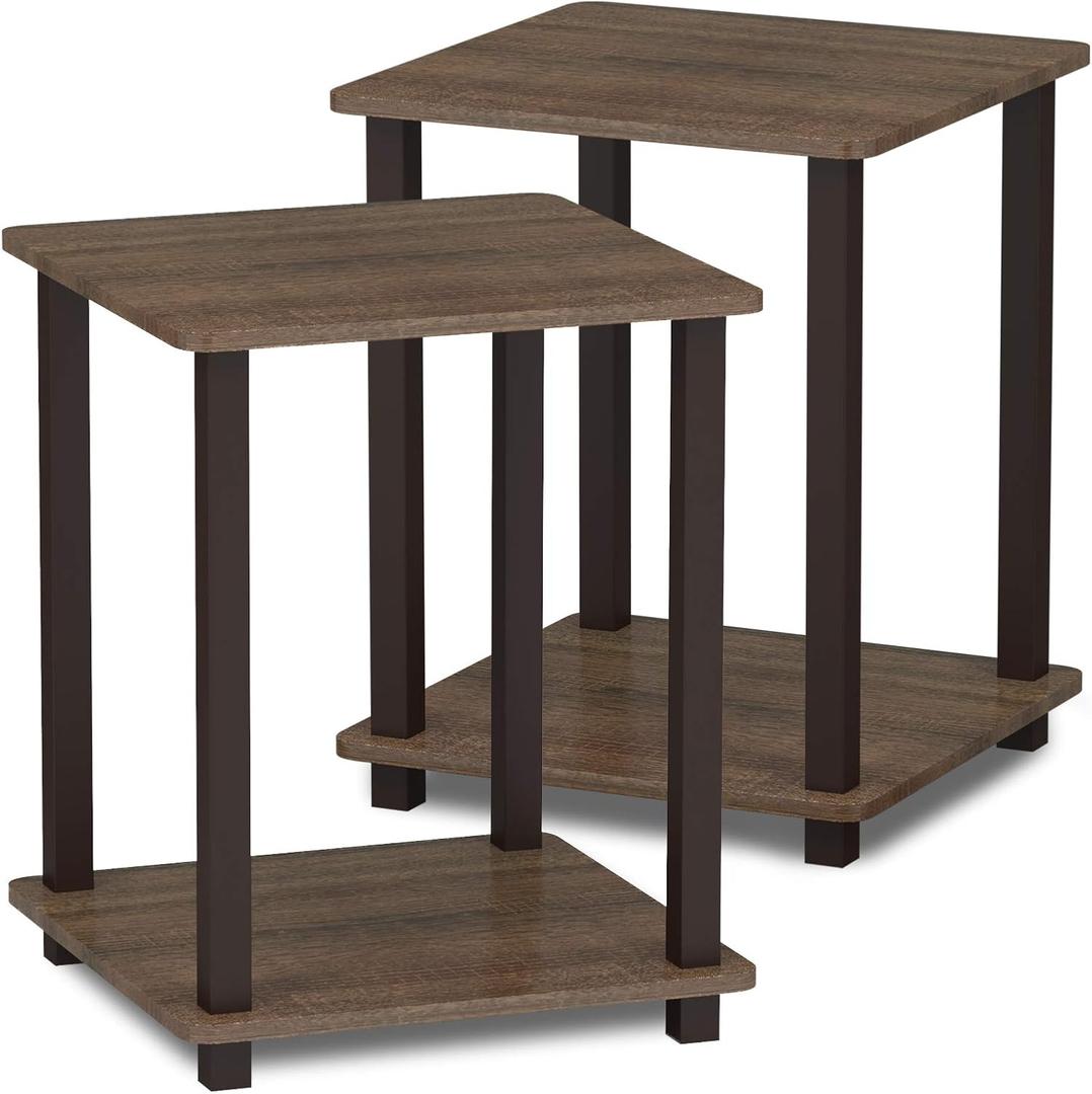 Furinno Simplistic Set of 2 End Table, Walnut/Brown