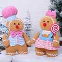 Christmas Decorations Indoor Gingerbread Plush Home Decor Gifts  Gingerbread Stuffed Animal Doll Tree Toppers Christmas Decorations (2PCS)