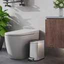 Garvee 1.6 gal / 6 L Stainless Steel Bathroom Trash Can with Lid, Slim Waterproof Garbage Can for Bedroom, Small Step-on Metal Trash Bin with Inner Bucket, Rear Handle, Soft Close Lid, Silver