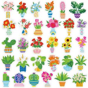 Labeol Diamond Art Kits for Kids Boys and Girls Ages 6-8-10-12 Easy to DIY Creative Diamond Art Sticker Craft by Numbers Kits for Kids and Adult Beginners (Potted Plant)
