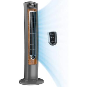 Lasko Wind Curve Oscillating Tower Fan, Fresh Air Ionizer, Timer, Remote Control, Portable Electric Fan for Indoor, Bedroom and Home Office Use, 42", Silverwood 2554