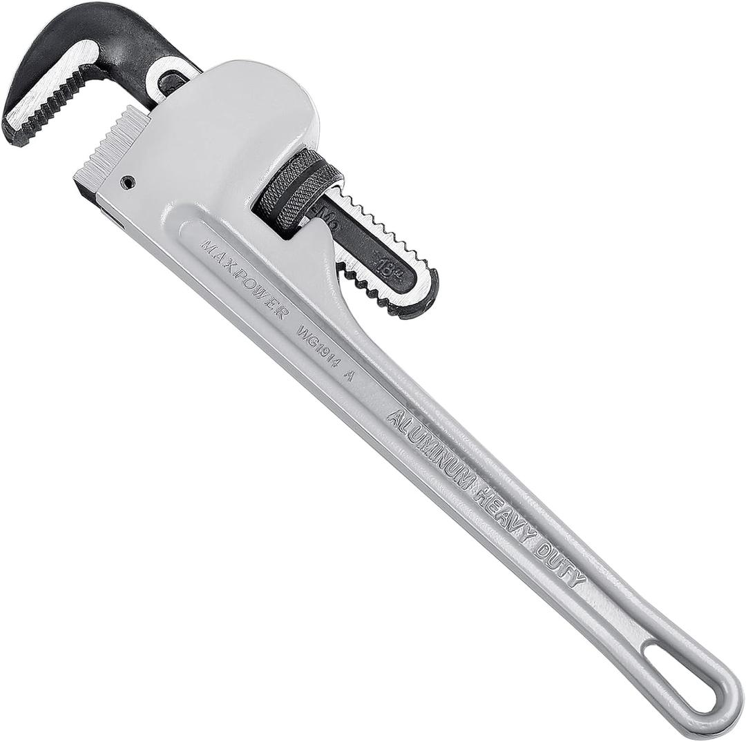 MAXPOWER 18-inch Pipe Wrench, 2.5 inch Jaw Opening Capacity, Heavy Duty Aluminum Plumbing Wrench