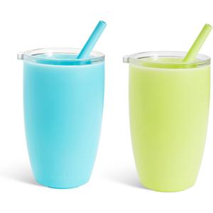 Munchkin Simple Clean Toddler Sippy Cup Tumbler with Easy Clean Straw, 10 Ounce, 2 Pack, Blue/Green