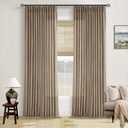 TWODRAPES Light Brown Linen Curtains Pinch Pleated Living Room Bedroom Dining Boho Light Filtering Pinch Pleat Drapes Hooks Rings Back Tab Semi Sheer Tan Latte Coffee Color Window Curtains 2 Panels