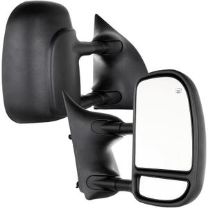 Towing Mirrors Left & Right Pair Fits 99-07 F-250 F-350 F-450 F-550 SuperDuty 01-05 Excursion, Power Heated, Convex Lens, Power Glass, Driver Passenger Side LH RH Replacement
