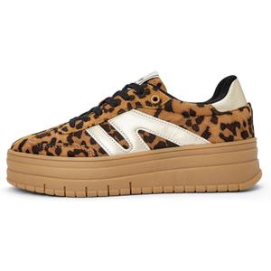 LUCKY STEP Women's Platform Gum Thick Sole Fashion Sneakers Classic Retro Rubber Low Top Casual Tennis Skate Walking Shoes (8, Leopard)