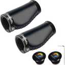 Bike Grips 2PCS 90mm Length Bike Handlebar Grips Short Mini Bicycle Handlebar Grips Two-Color Rubber Ergonomic Design (Hand-Sewn ATF Leather(Black 90mm))