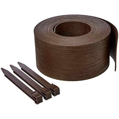 Amazon Basics Flexible Landscape Edging Coil for Garden Border, Flower Beds, Lawn and Pathways, 5 inch x 40ft, Brown, 10 Stakes