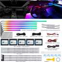 Dreamcolor Acrylic Interior Car LED Strip Light with Wireless APP, RGB 18 in 1 with 175 inches 600 LEDs Fiber Optic Car Ambient Lighting Kits, Dual Zone Sound Active Function LED Strip for Car