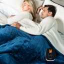 WOOMER Heated Blanket, Twin Size 62"x 84" Soft Flannel Fast Heating Blanket with Multi-Color Option, 10 Heating Levels & 0.5-12H Auto Off, Over-Heat Protection (Navy-sherpa)