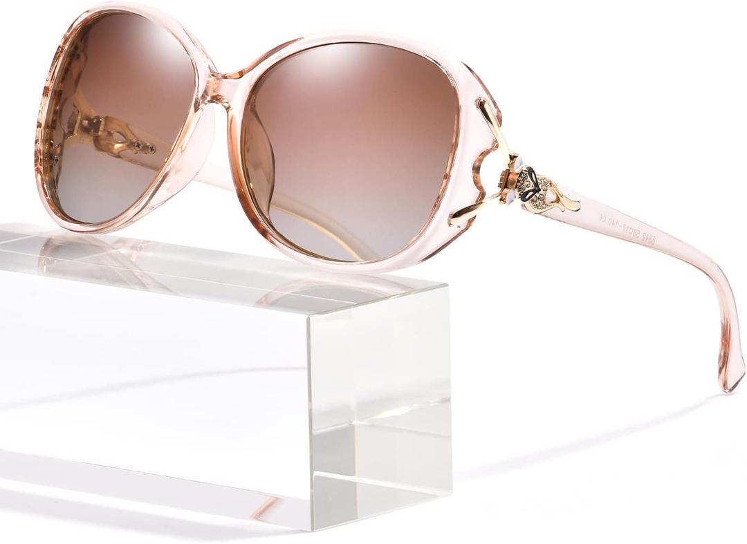 FIMILU Sunglasses for Women Trendy Polarized Sunglasses Oversized Big Sun Glasses Ladies Shades UV Protection (B15 Transparent Brown Frame/Polarized Gradient Brown Lens)