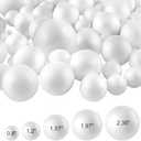 Yalumo 70 Pack Foam Balls for Crafts, 5 Size Smooth Polystyrene Foam Balls 0.8 1.2 1.6 2 2.4 Inch Round White Foam Craft Balls for School Projects, Christmas Decoration, Modeling, DIY Ornaments