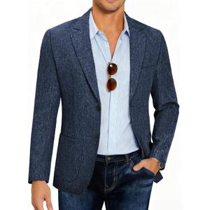 COOFANDY Men's Casual Blazer Slim Fit Sport Coat Lightweight Two Button Suit Jackets (Large, Navy Blue)