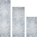Kitchen Rugs Sets of 3 Non Slip Washable Kitchen Mats for Floor 3 Piece Set Boho Kitchen Rug Sets Gray Runner Carpets Absorbent for Laundry Room Hallway Sink