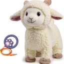 Electronic Interactive Singing Walking Lamb Plush Toy, Sheep Stuffed Animal with Leash, Soft Sheep Baby Toys Pet Buddy for Babies and Toddlers