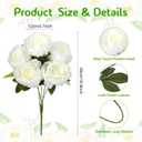 2 x Peonies Artificial Flowers, 17 Inch Fake Silk Peonies Flowers Bouquet with Stems for Vase Arrangements, Wedding Centerpiece Party Home Decor (White)
