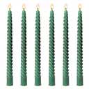 6 Pack 10 Inch Hunter-Green Spiral Taper Candles for Christmas and Spring Home Decoration, Unscented Dripless Twisted Candlesticks for Dinner St. Patrick's Day Earth Day and Garden Parties