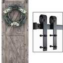 SMARTSTANDARD 5 Feet Heavy Duty Sturdy Sliding Barn Door Hardware Kit-Smoothly and Quietly-Includes Detailed Installation Fit 30" Wide Doorpanel (J Shape Hanger) Black