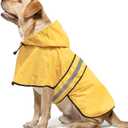 Reflective Waterproof Dog Raincoat - Lightweight Dog Rain Jacket with Hooded, Adjustable Pet Rain Coat Poncho Slicker for Dog Walking (Large, Yellow)