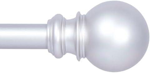 Kenney KNM80763 Bryce Ball End Standard Decorative Window Curtain Rod, 66-120" Adjustable Length, Satin Nickel Finish, 3/4" Diameter Steel Tube