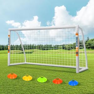 ORIENGEAR Soccer Goal, 12x6/10x6.5/8x6/6x4 Full Size Soccer Goals for Backyard, Soccer Net with Training Discs, Portable Soccer Goal for Kids and Adults with 1 Carry Bag, Porterias De Futbol