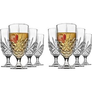 Godinger Iced Beverage Glasses, Stemmed Crystal Glass Drinking Glasses - Dublin Collection, 16oz, Set of 8