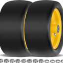 2 Pcs 13x6.50-6 Lawn Mower Tires Flat Free with 3/4" Chrome Steel Bearings, 13x6.50-6 Zero Turn Mower Front Tires, 13x6.5-6 Flat Free Lawn Mower Tires for Commercial Grade Lawn, 5.5"-7.5" Centered Hub (Yellow)