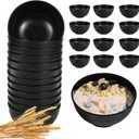 12 Pcs Unbreakable Cereal Bowls Set, 26 Oz Wheat Straw Bowls Set, Microwave & Dishwasher Safe Bowls for Kitchen, Reusable Plastic Bowls for Soup, Salad and Snack, BPA Free, Black