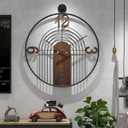 Modern Large Walnut Dial Wall Clock, Wood Metal Frame Silent Non Ticking Wall Clocks Decoration for Living Room, Bedroom, Kitchen, Study, Handmade Home Decor Present Idea, 22 Inch