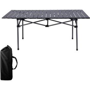 Folding Outdoor Camping Table with Carrying Bag, Stabilized Steel Roll Up Square Table for Indoor, Outdoor Camping, Picnic, Beach, Backyard, BBQ, Party, Patio Black Folding Outdoor Camping Table with Carrying Bag, Stabilized Steel Roll Up Square Table for Indoor, Outdoor Camping, Picnic, Beach, Backyard, BBQ, Party, Patio Black
