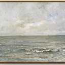 VIYYIEA Ocean Landscape Large Framed Wall Art, Seascape Vintage Paintings Art Decor Aesthetic, Canvas Print Artwork, Calming Sea Wall Pictures for Bedroom Bathroom Office, 20x30 Inch (Blue Seascape 1876)