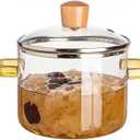 Clear Cooking Pots 1.5L(50oz) High Borosilicate Cooking Pot,Cooking Pots for Stove Top Glass Saucepan,Glass Pot With Lid for Cooking Noodle,Soup,Milk,Tea