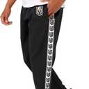 FOCO Men's NHL Team Color Stripe Logo Track Suit Pants (Black, L)