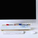 Quartet Glass Dry Erase White Board 18"W x 6"H, Compact Desktop Whiteboard with Storage Drawer, Marble (GDP186M)