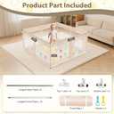Playpen for Babies and Toddlers 50x50 inch - Baby Gate Playyard with Soft Breathable Mesh Cover - Indoor and Outdoor Baby Play Pen - Portable Playpen for Babies (Apricot)